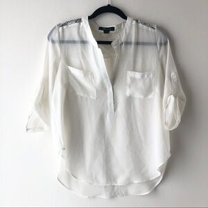 🛍4/$25! Forever 21 Lace Yoke Sheer Henley Blouse